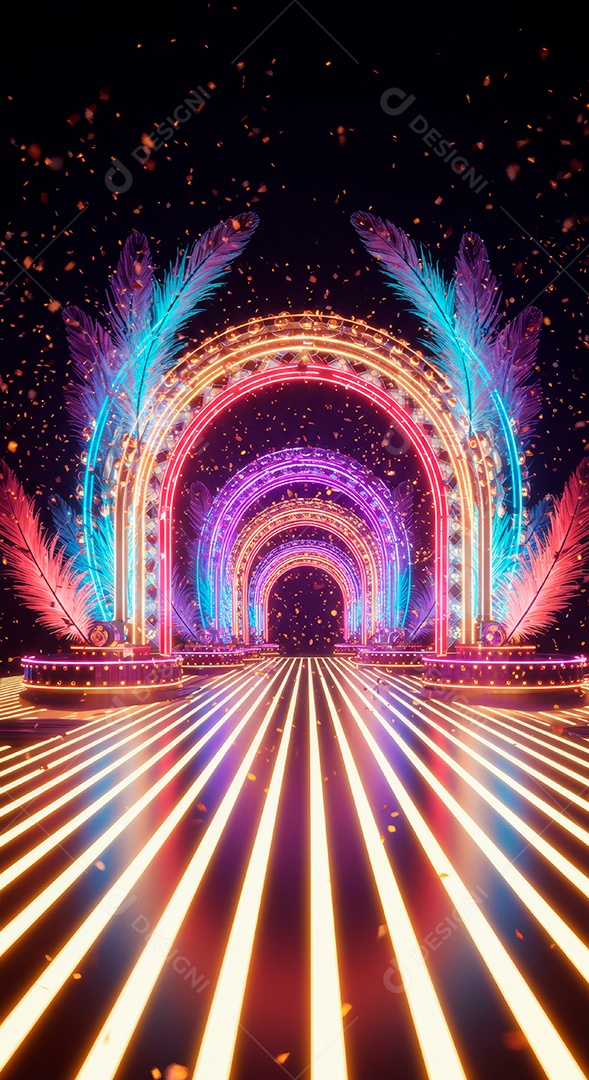 Cenário de festa de Carnaval iluminado.