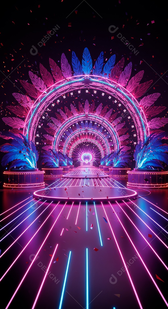 Cenário de festa de Carnaval iluminado.