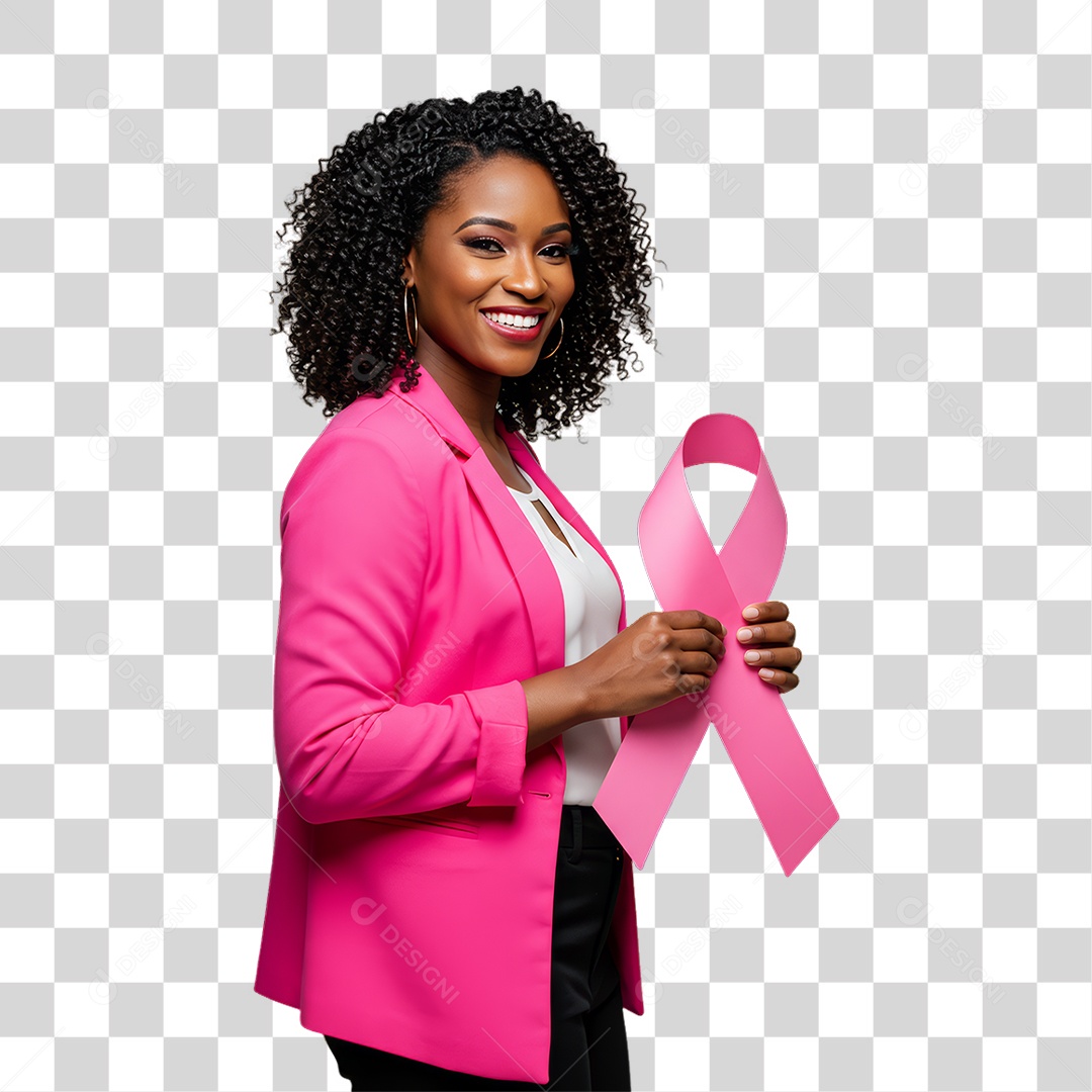 Mulher de Rosa Outubro Rosa Mês de Conscientização Sobre o Câncer de Mama PNG Transparente