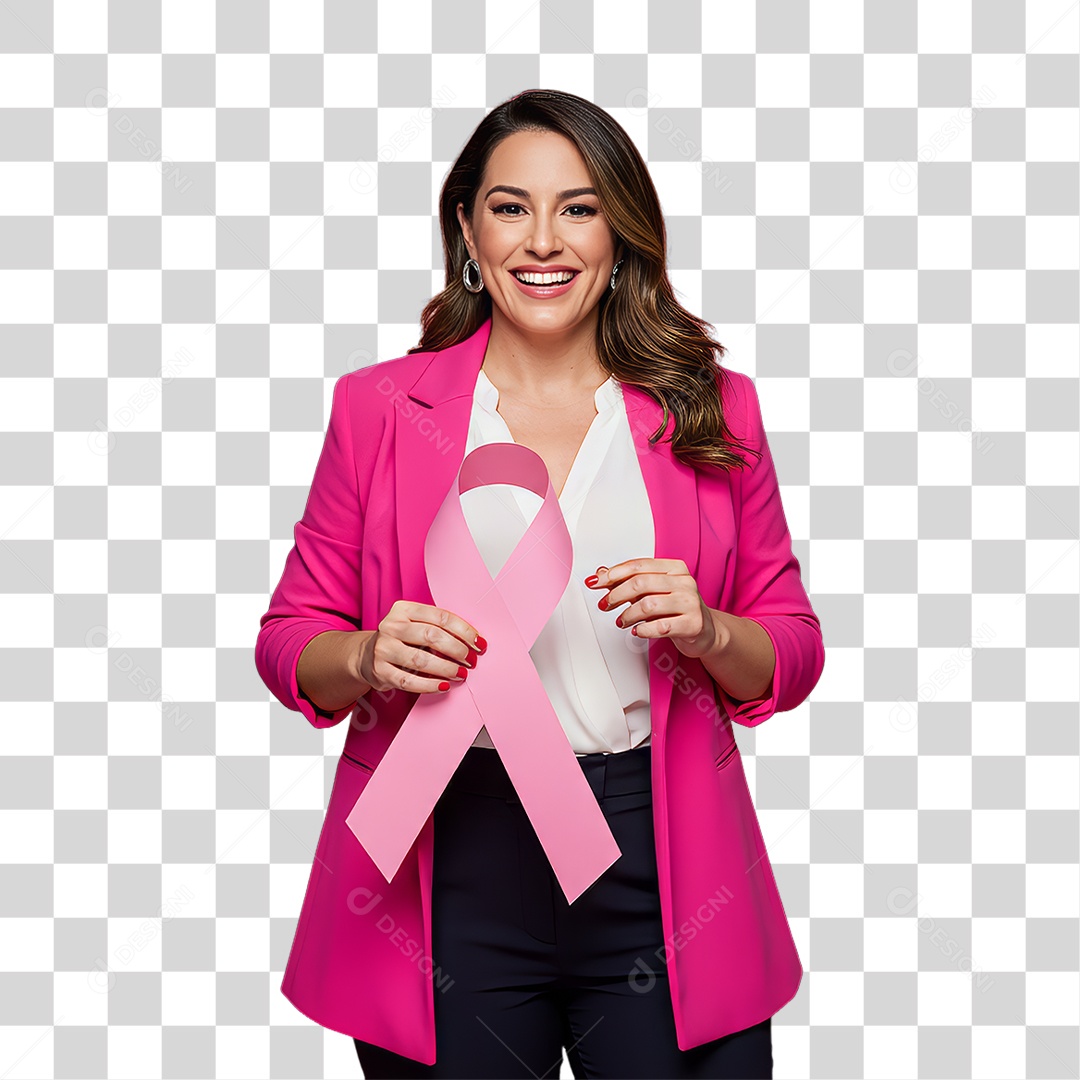 Mulher de Rosa Outubro Rosa Mês de Conscientização Sobre o Câncer de Mama PNG Transparente