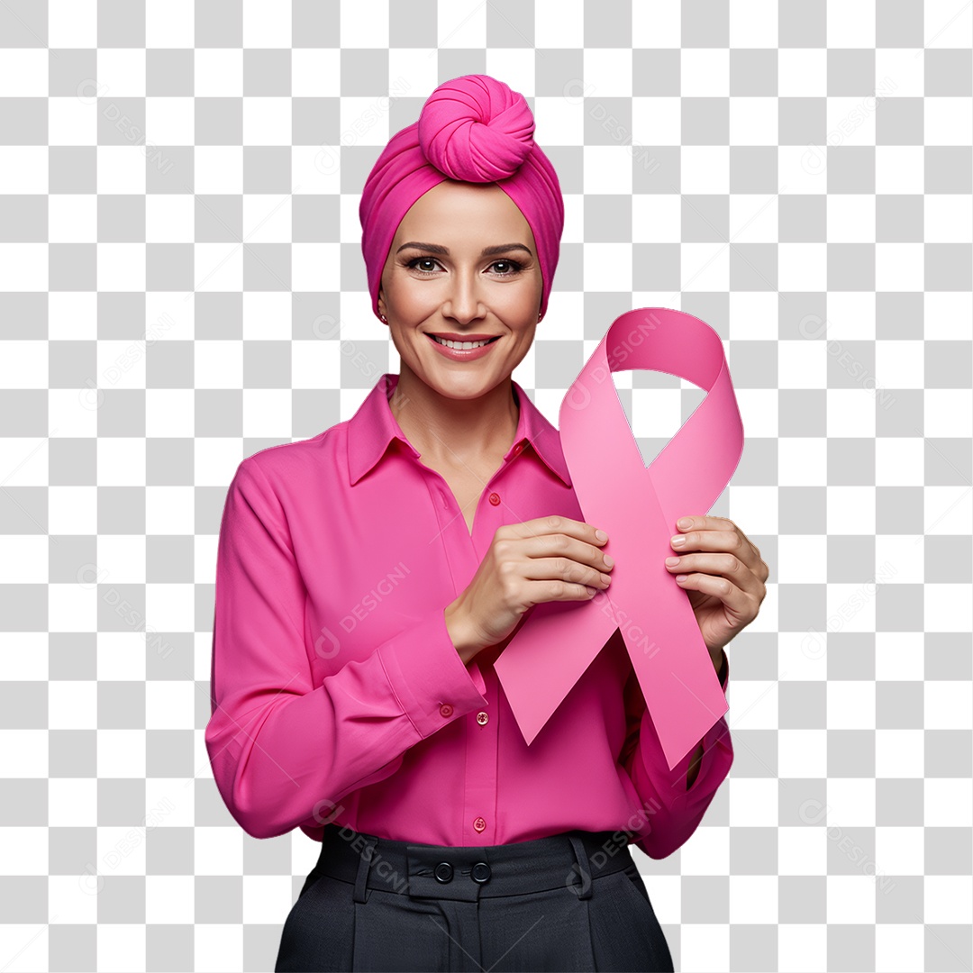 Mulher de Rosa Outubro Rosa Mês de Conscientização Sobre o Câncer de Mama PNG Transparente