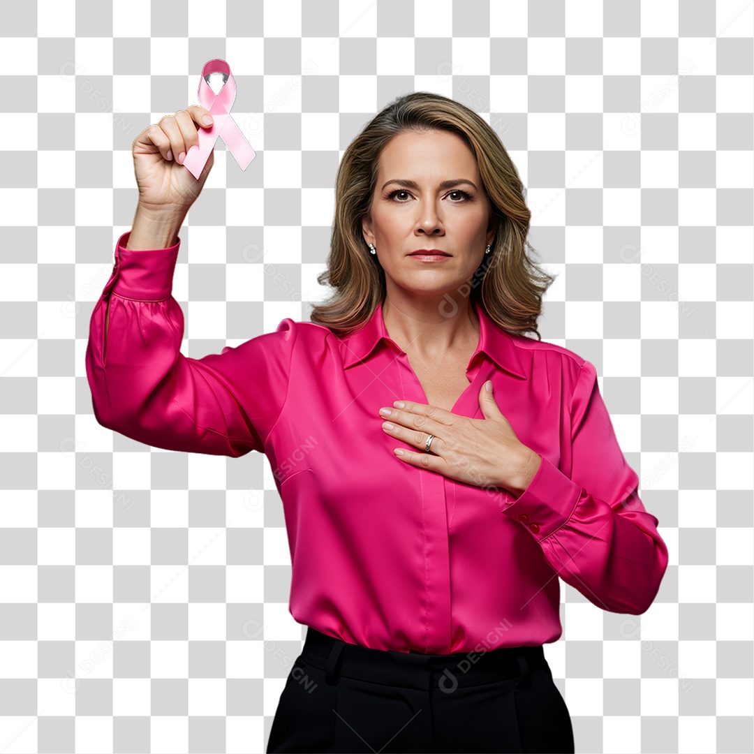 Mulher de Rosa Outubro Rosa Mês de Conscientização Sobre o Câncer de Mama PNG Transparente