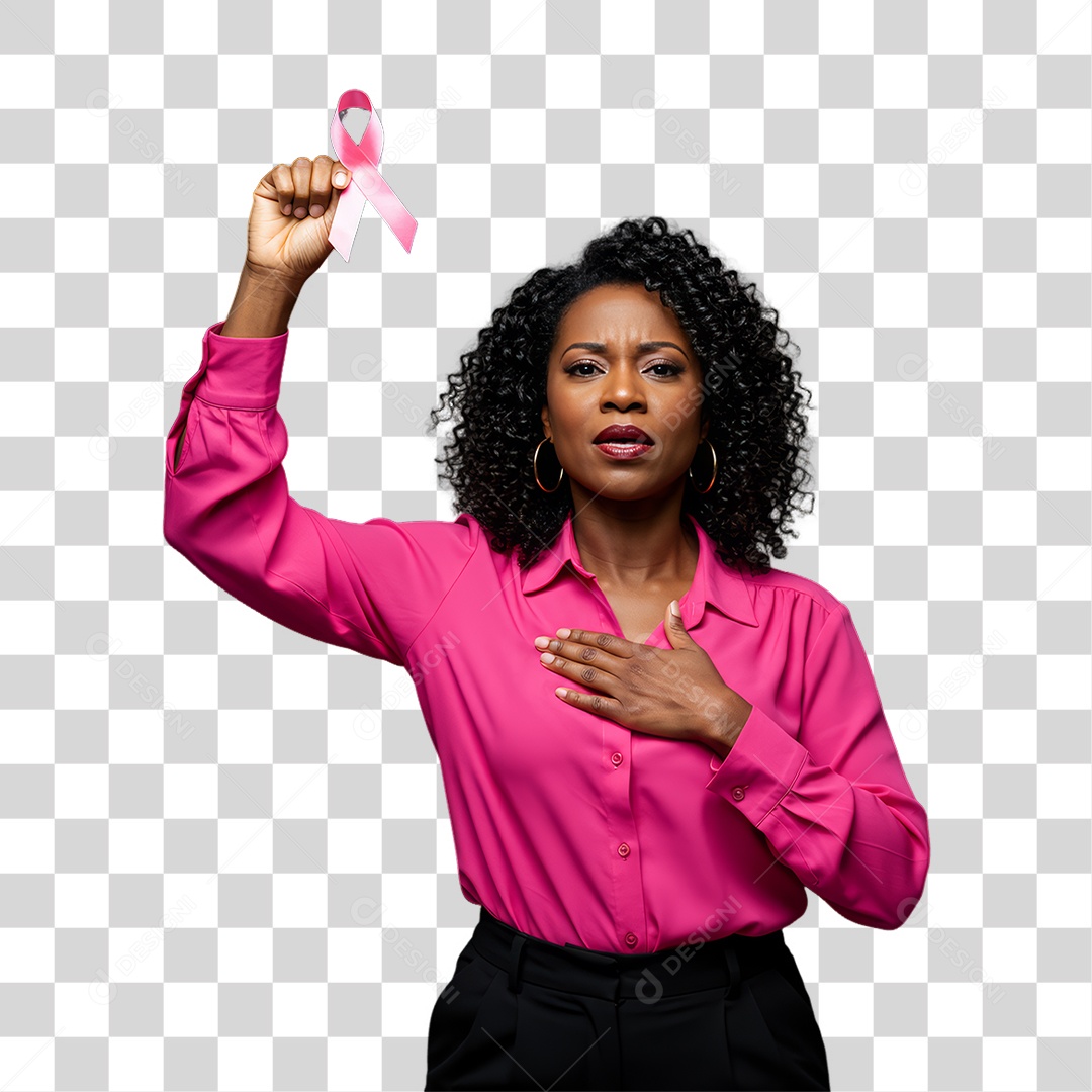 Mulher de Rosa Outubro Rosa Mês de Conscientização Sobre o Câncer de Mama PNG Transparente