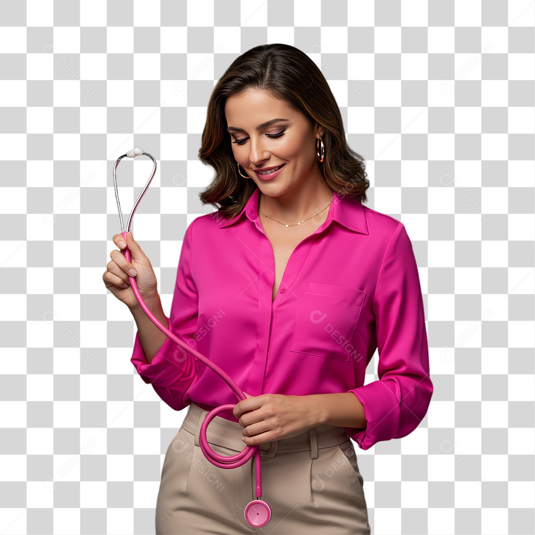 Mulher de Rosa Outubro Rosa Mês de Conscientização Sobre o Câncer de Mama PNG Transparente