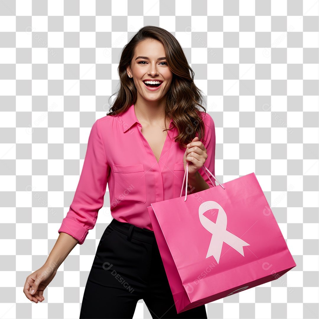 Mulher de Rosa Outubro Rosa Mês de Conscientização Sobre o Câncer de Mama PNG Transparente