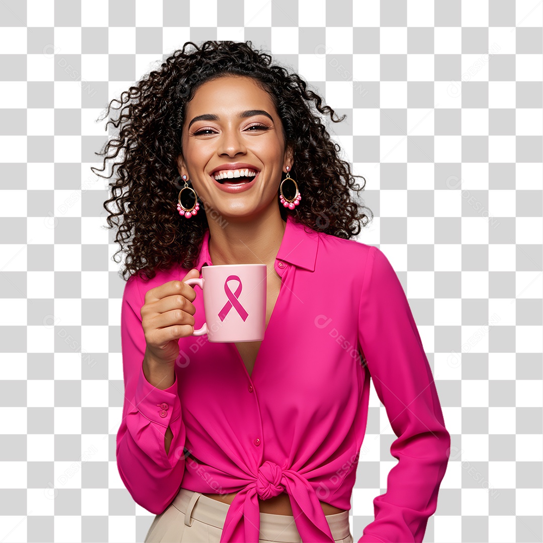 Mulher de Rosa Outubro Rosa Mês de Conscientização Sobre o Câncer de Mama PNG Transparente