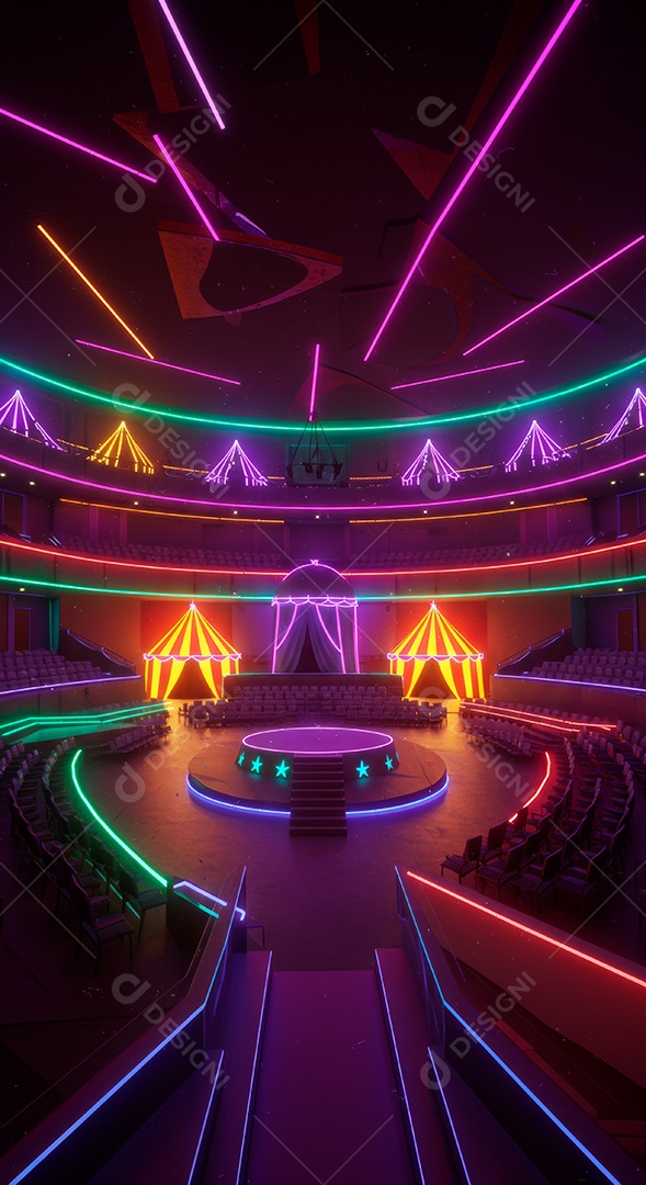 Cenário de festa de Carnaval iluminado.