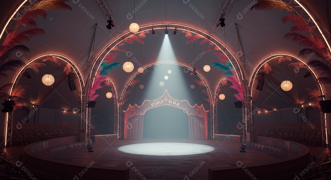 Cenário de festa de Carnaval iluminado.