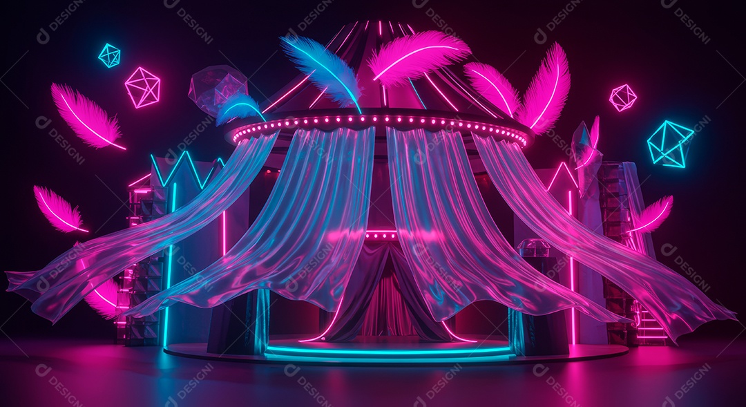 Cenário de festa de Carnaval iluminado.