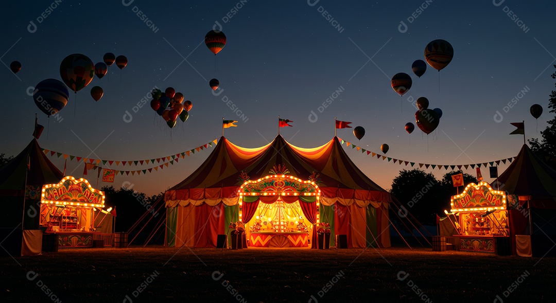 Cenário de festa de Carnaval iluminado.