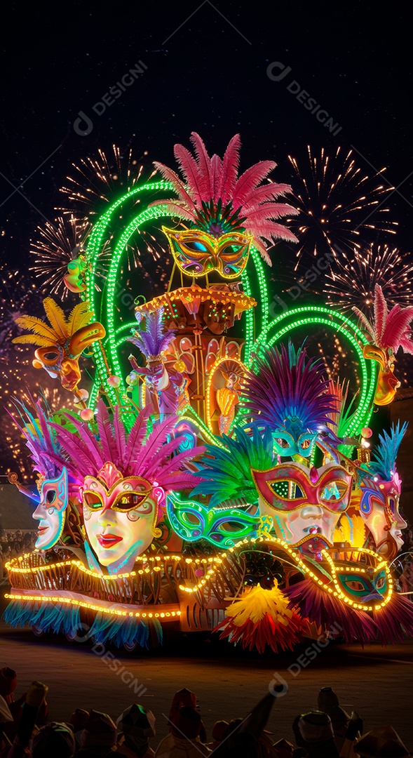 Cenário de festa de Carnaval iluminado.