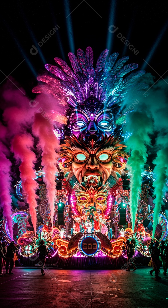 Cenário de festa de Carnaval iluminado.