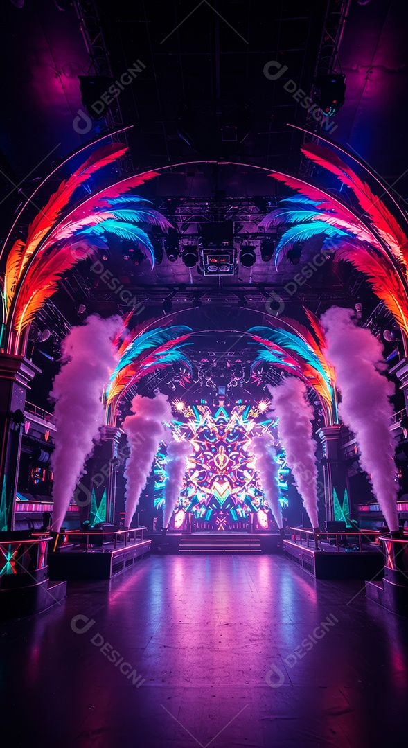 Cenário de festa de Carnaval iluminado.