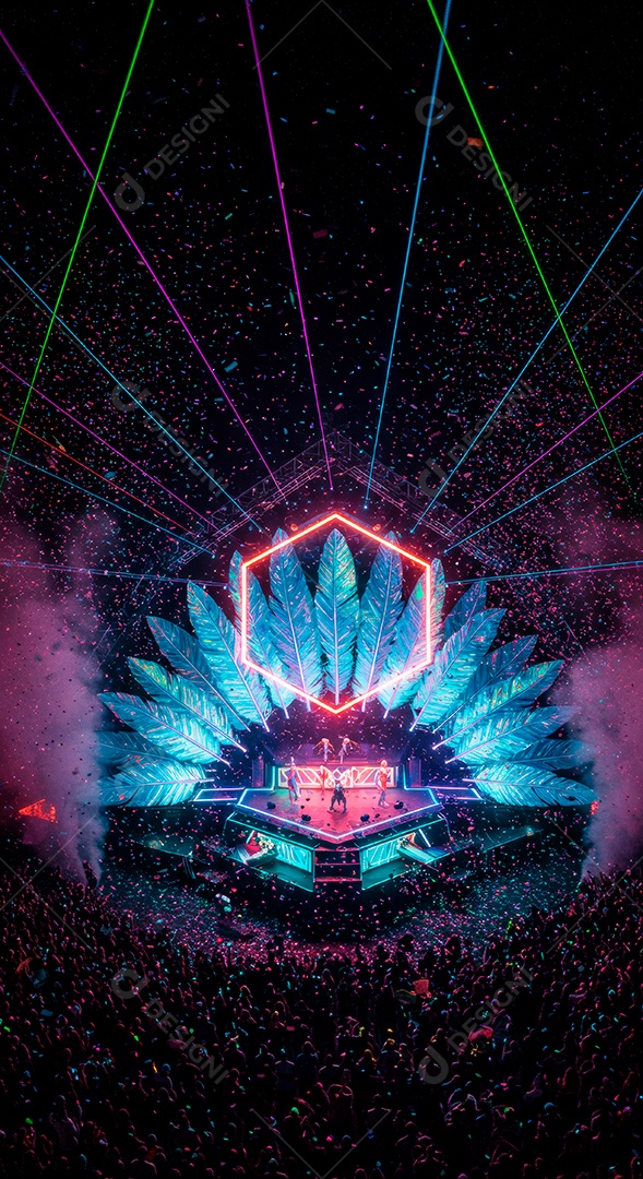 Cenário de festa de Carnaval iluminado.