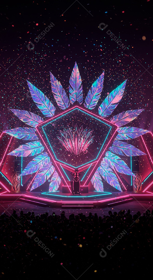 Cenário de festa de Carnaval iluminado.