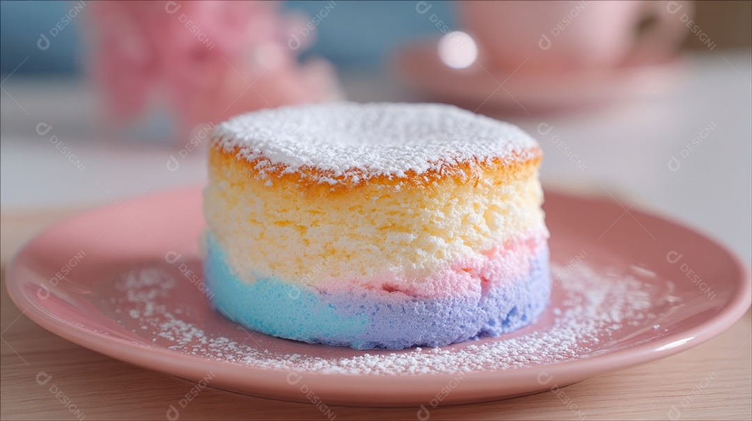 A imagem mostra um bolo que parece ser um bolo simples e fofinho.