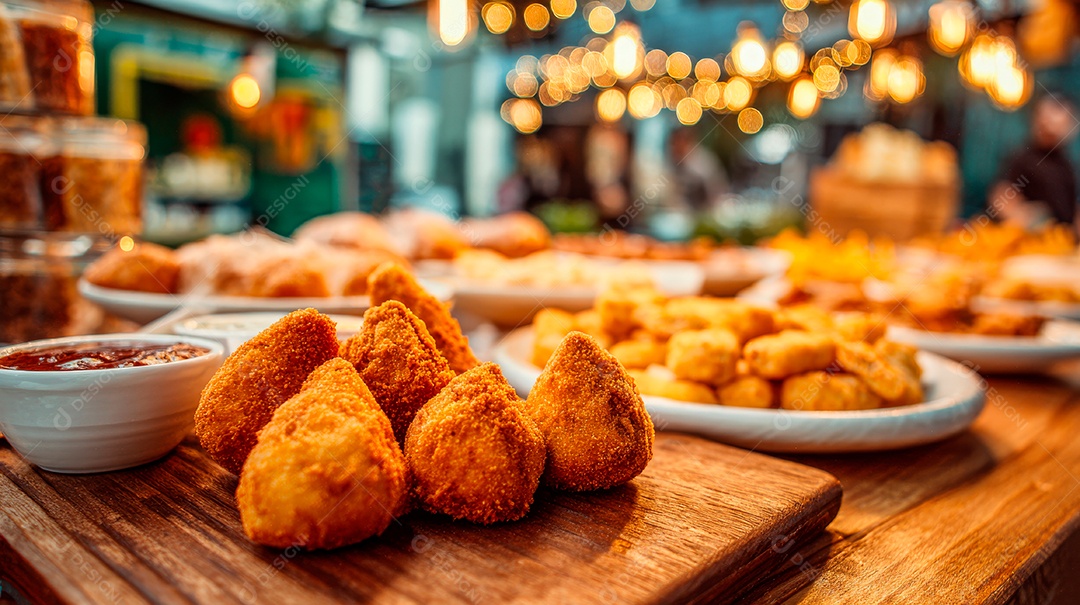 A imagem mostra coxinhas, um popular salgado brasileiro..