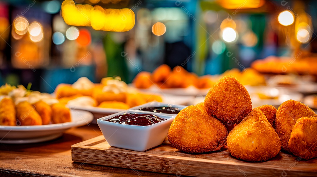 A imagem mostra coxinhas, um popular salgado brasileiro..