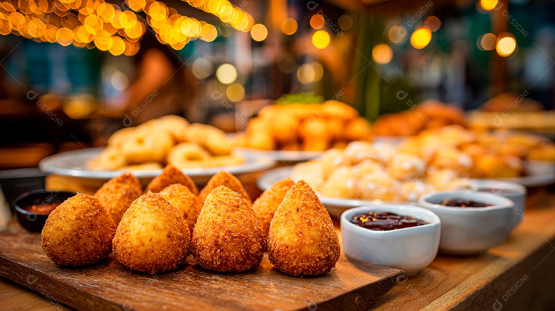 A imagem mostra coxinhas, um popular salgado brasileiro..