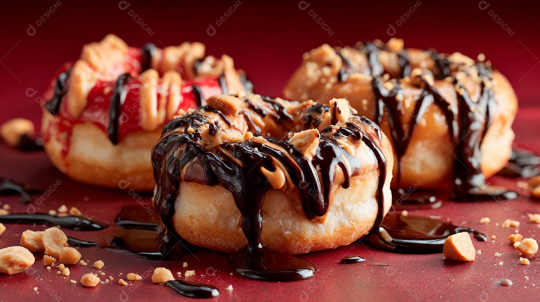 A imagem mostra donuts, que são bolinhos de massa frita em formato de anel.