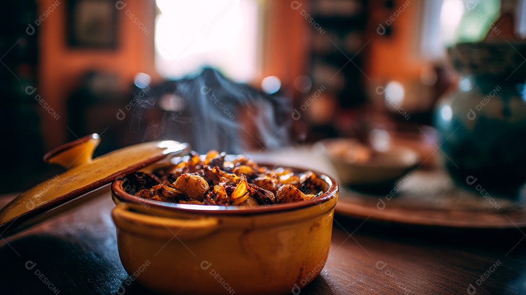 A imagem mostra uma Caponata, um prato típico da culinária da Sicília, na Itália..