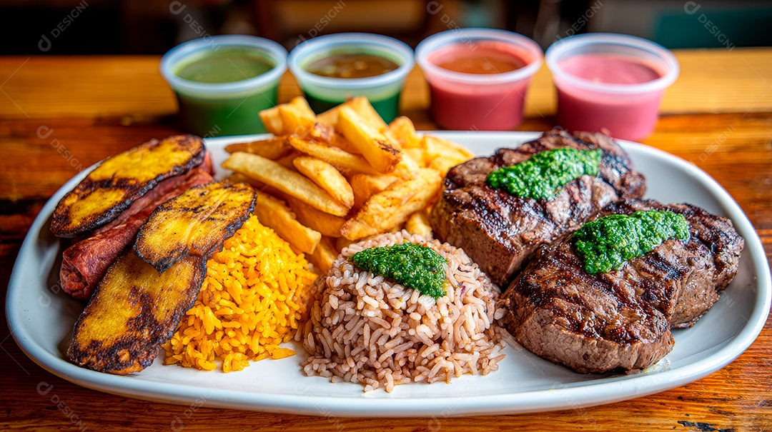 A imagem mostra um prato típico da culinária nicaraguense, conhecido como Caballo Bayo.