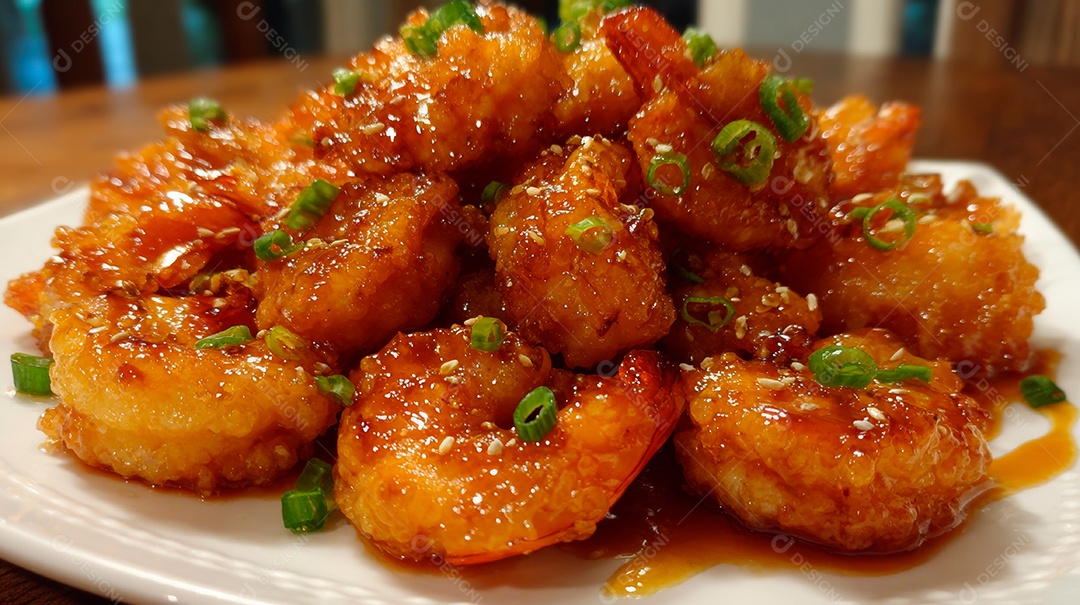 A imagem mostra Ebi Furai, um prato japonês de camarão empanado e frito.