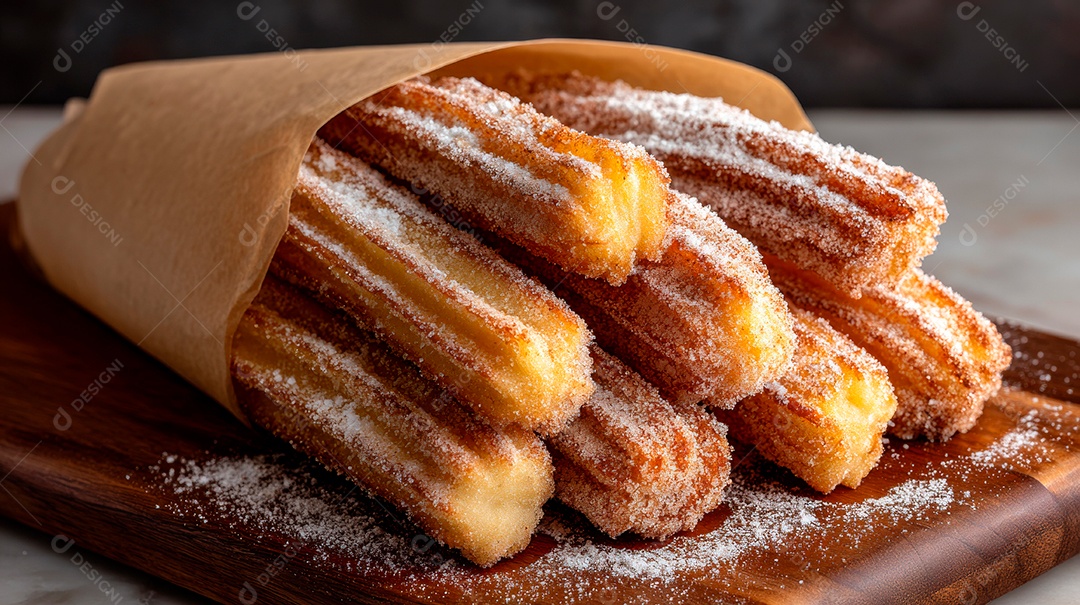 A imagem mostra churros, um doce de origem ibérica.