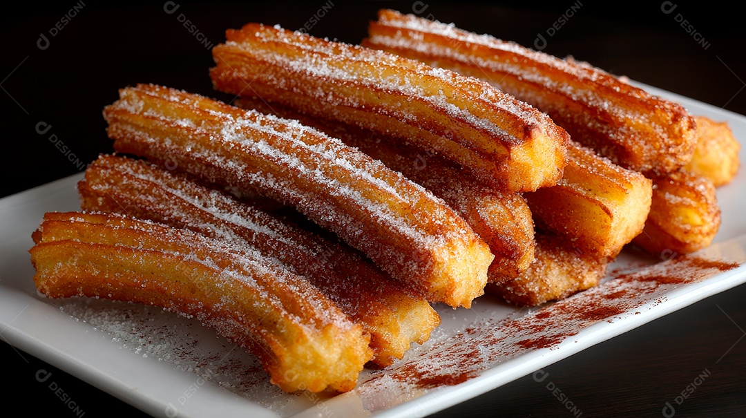 A imagem mostra churros, um doce de origem ibérica.