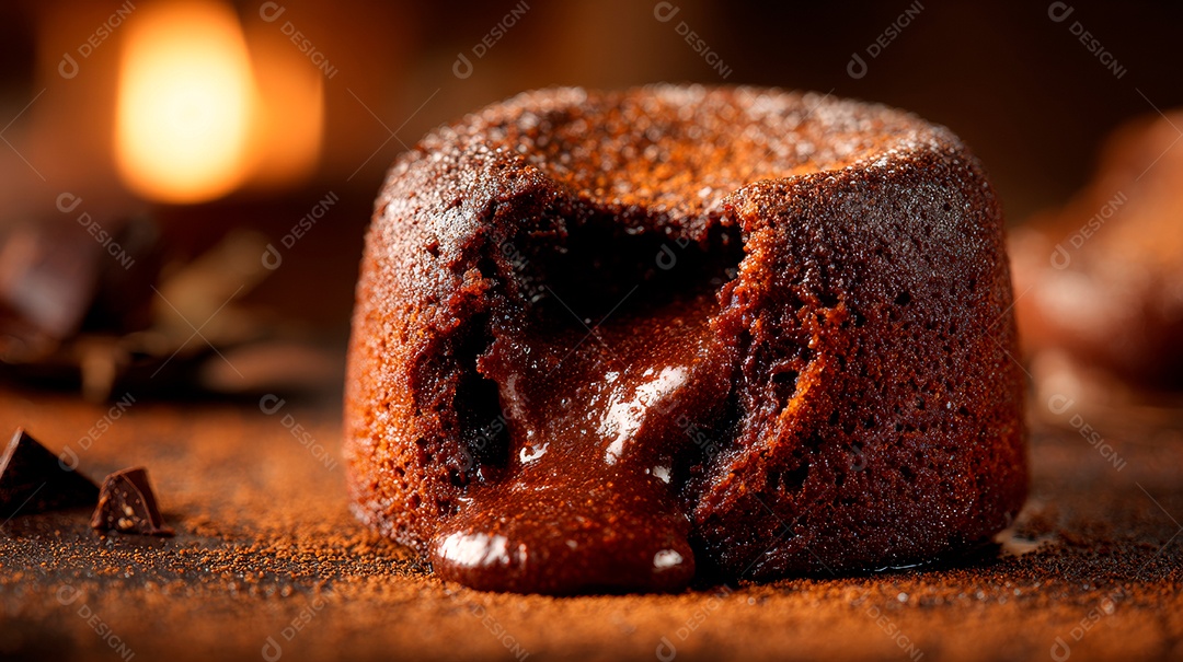 A imagem mostra um Petit Gâteau, também conhecido como bolo de chocolate.