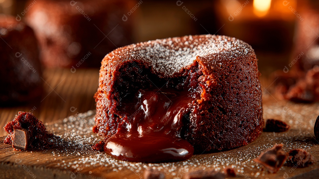 A imagem mostra um Petit Gâteau, também conhecido como bolo de chocolate.