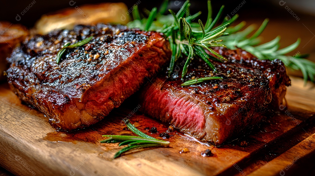 A imagem mostra um corte de carne conhecido como Ribeye Steak, também chamado de filé de costela.