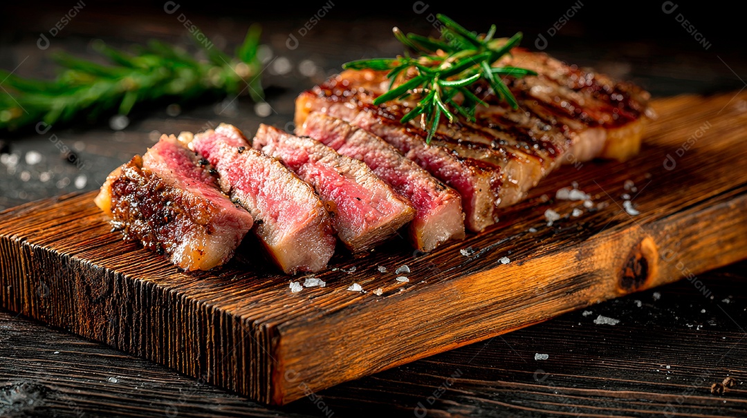 A imagem mostra um bife de Ribeye (também conhecido como Ancho, Entrecôte ou Filé de Costela), um corte bovino.