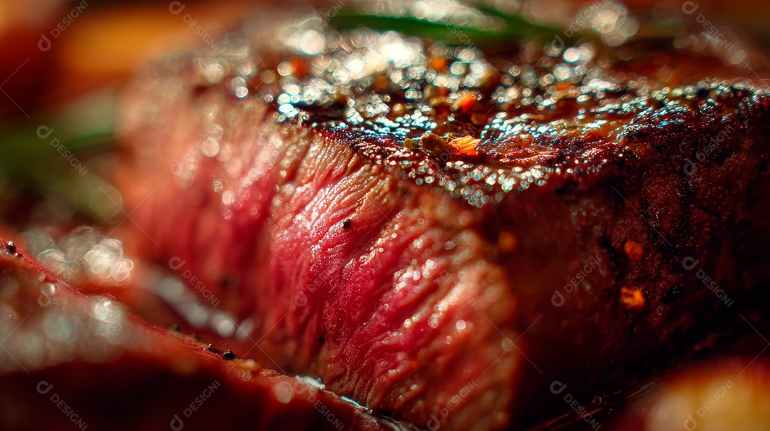 A imagem mostra um corte de carne bovina, especificamente um filé mignon grelhado ou selado.