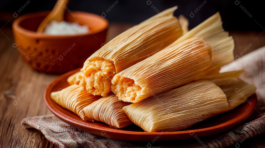 A imagem mostra Tamales, um prato tradicional da culinária latino-americana.