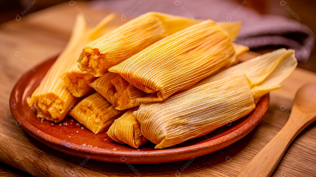 A imagem mostra Tamales, um prato tradicional da culinária latino-americana.