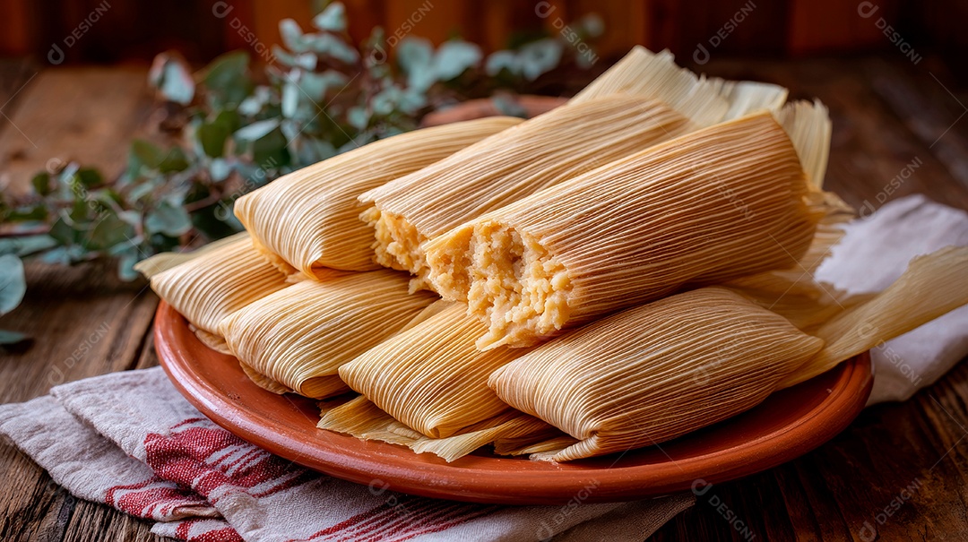 A imagem mostra Tamales, um prato tradicional da culinária latino-americana.