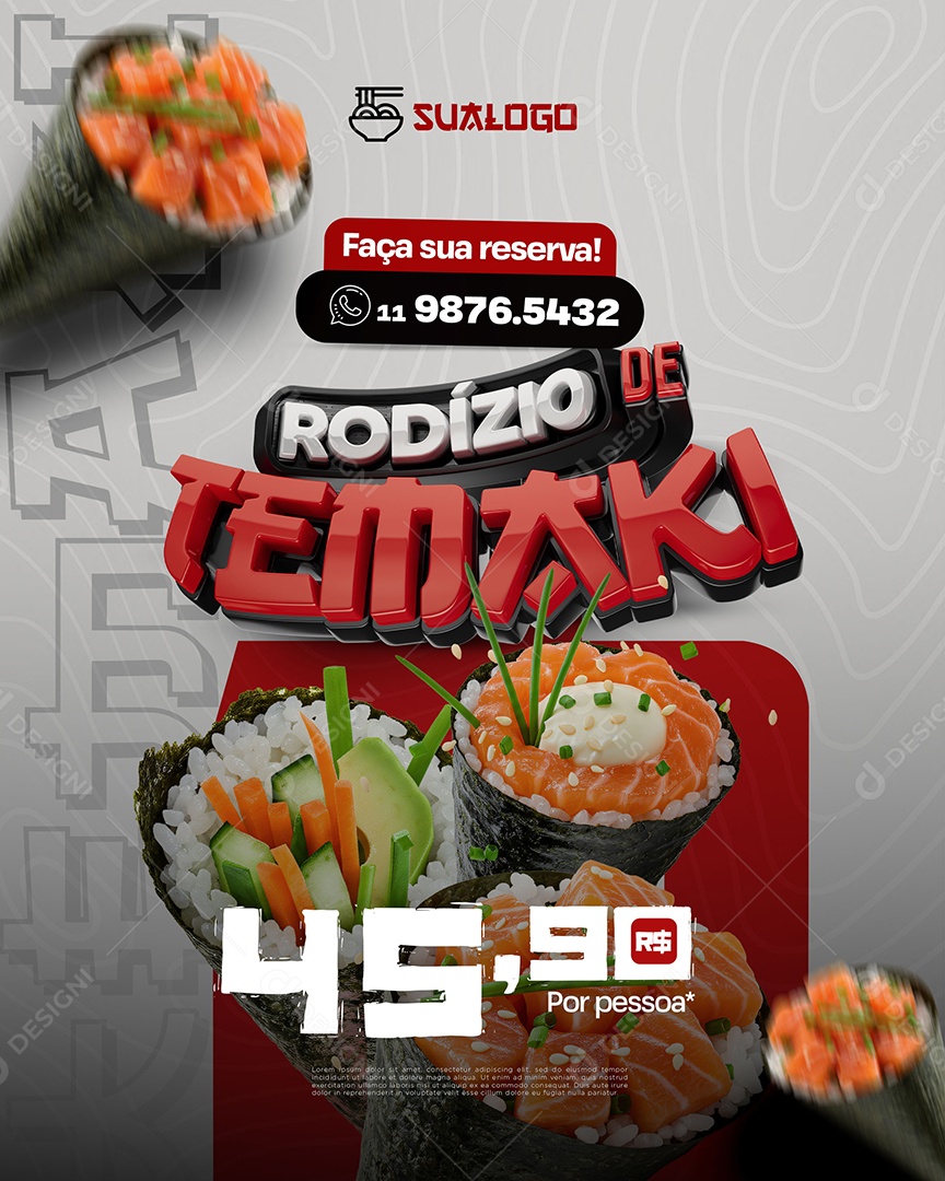 Rodízio De Temaki Comida Japonesa Social Media PSD Editável