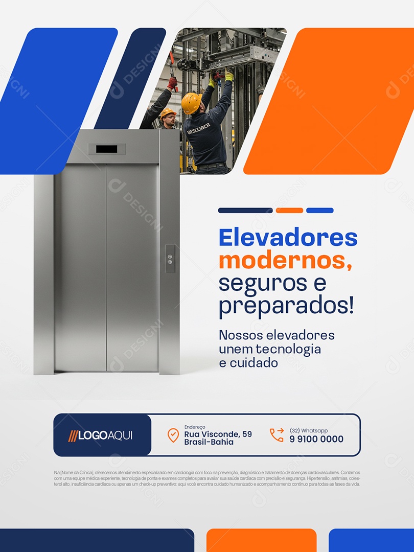 Elevador Elevadores Modernos Seguros e Preparados Social Media PSD Editável
