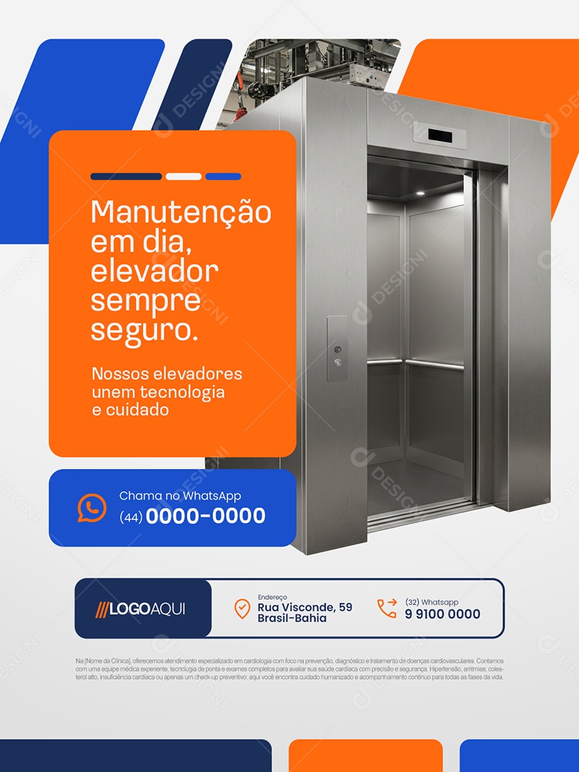 Elevador Manutenção em Dia Elevador Sempre Seguro Social Media PSD Editável
