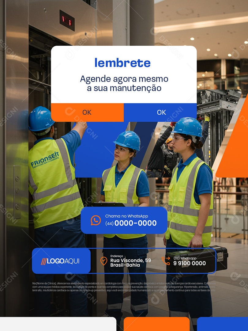 Elevador Lembrete Agende Agora Mesmo Social Media PSD Editável