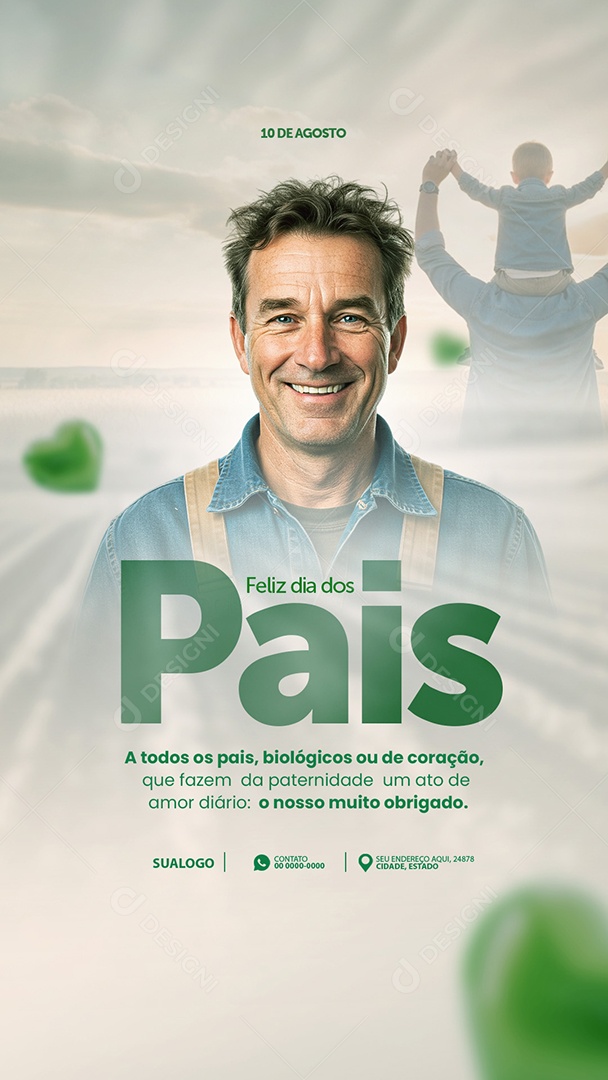 Feliz Dia dos Pais 10 de Agosto Story Social Media PSD Editável