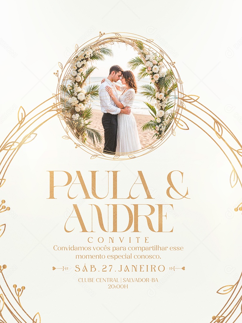 Convite de Casamento Social Media PSD Editável