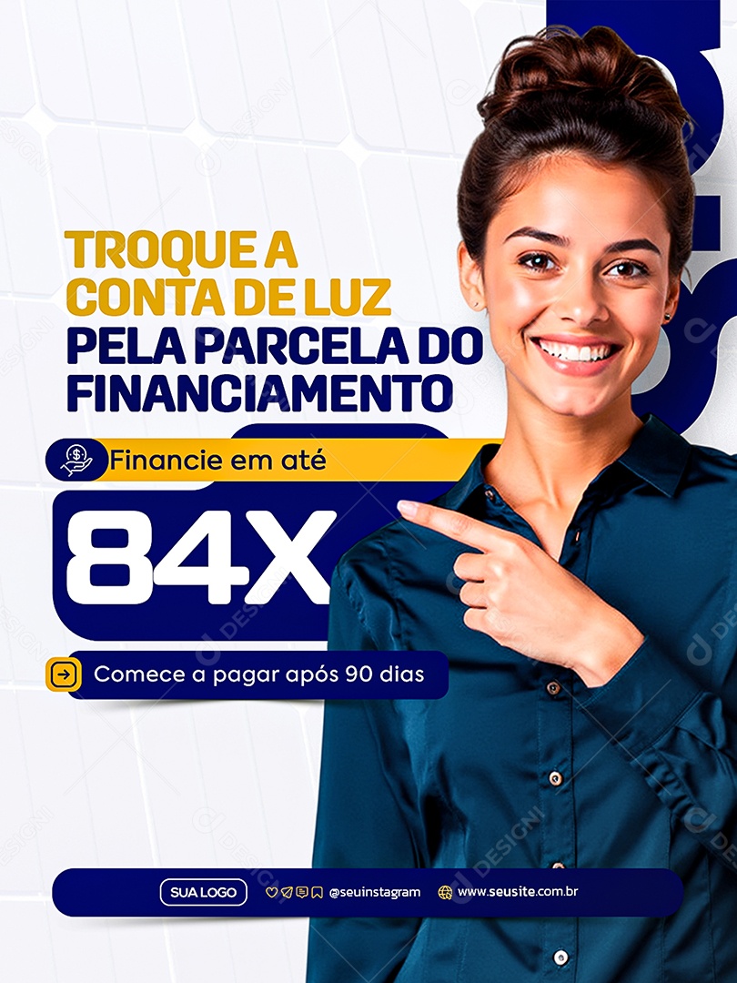 Troque Conta de Luz Energia Solar Social Media PSD Editável