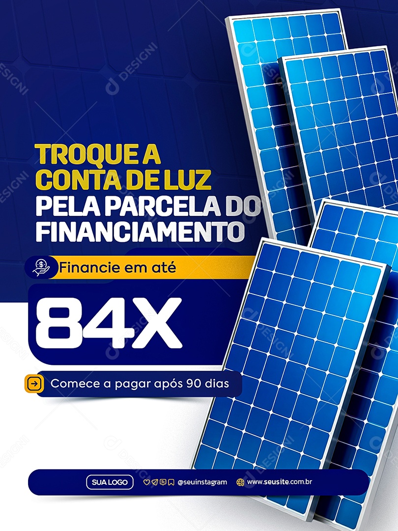 Troque Conta de Luz Energia Solar Social Media PSD Editável