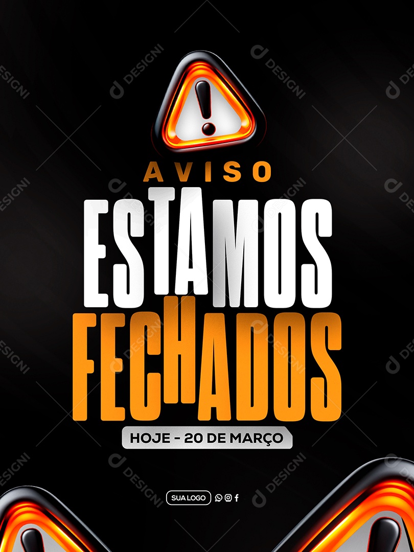 Aviso Estamos Fechados Social Media PSD Editável