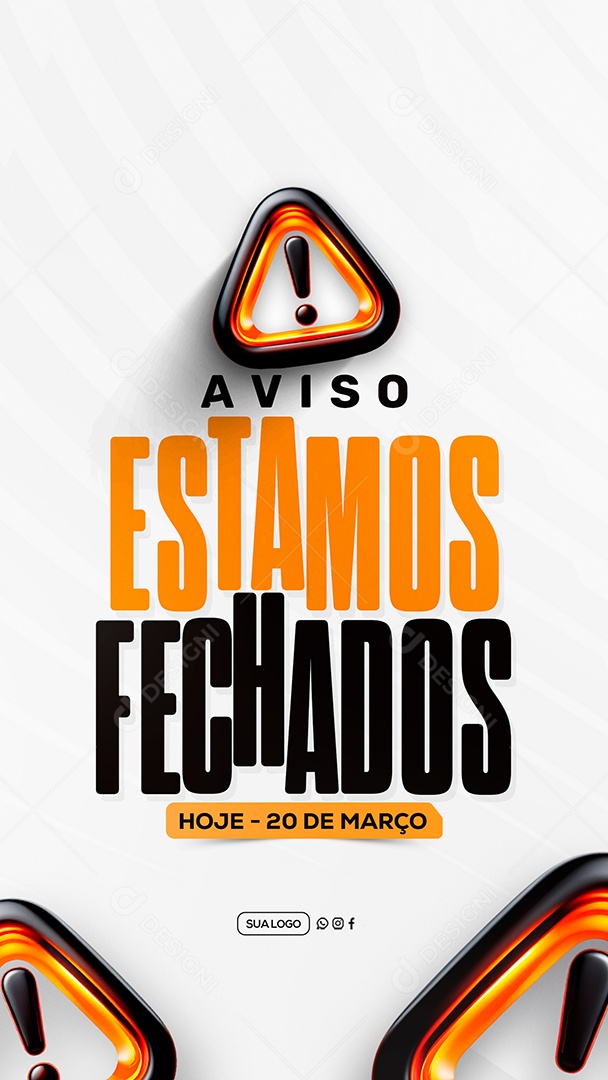 Story Aviso Estamos Fechados Social Media PSD Editável