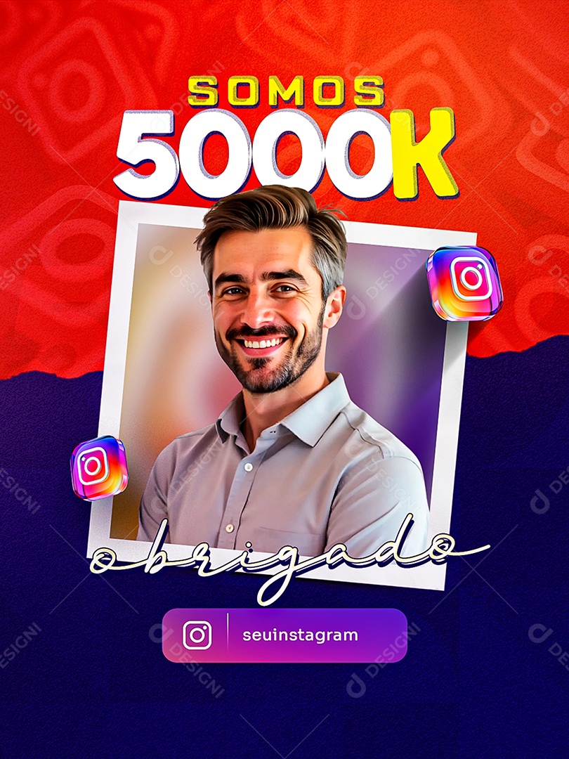 Somos 5K no Instagram Social Media PSD Editável