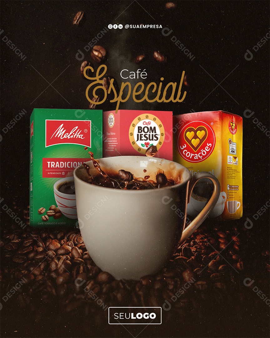 Distribuição de Alimentos Café Social Media PSD Editável