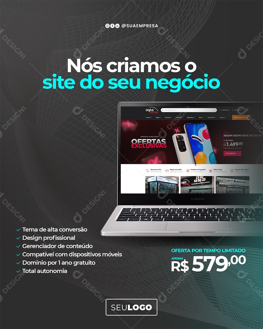 Marketing Digital Nós Criamos o Site Social Media PSD Editável
